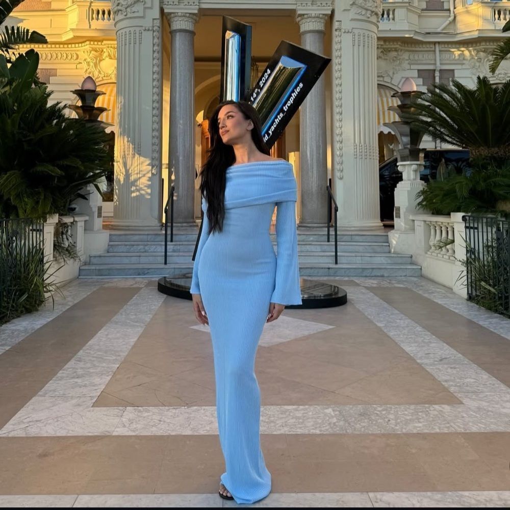 Ser.O.Ya Galleria Rib Knit Maxi Dress Small NWT Powder blue